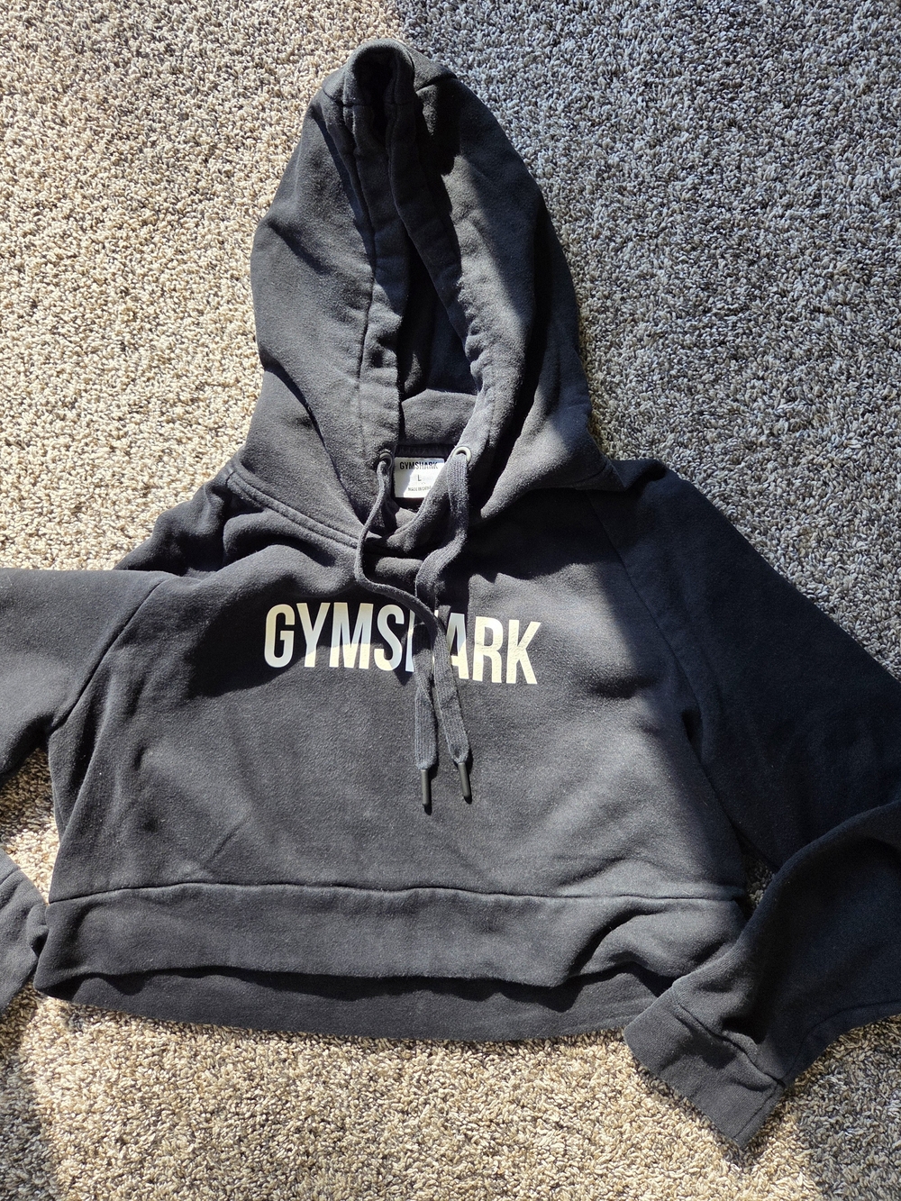 Gymshark Black Cropped Hoodie with White Logo